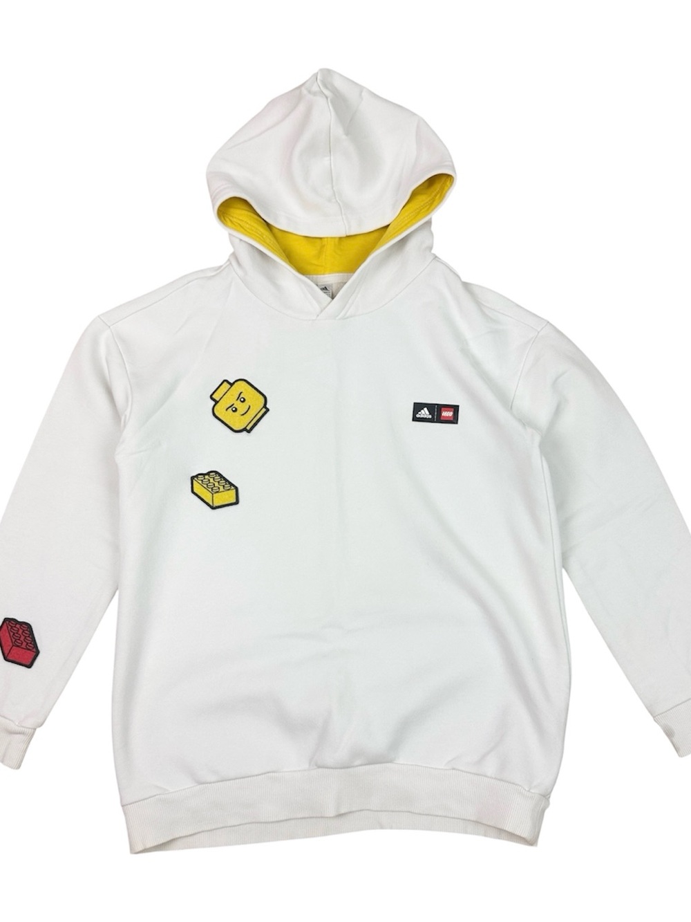 adidas x Lego Boys White Hoodie with  Yellow Lining